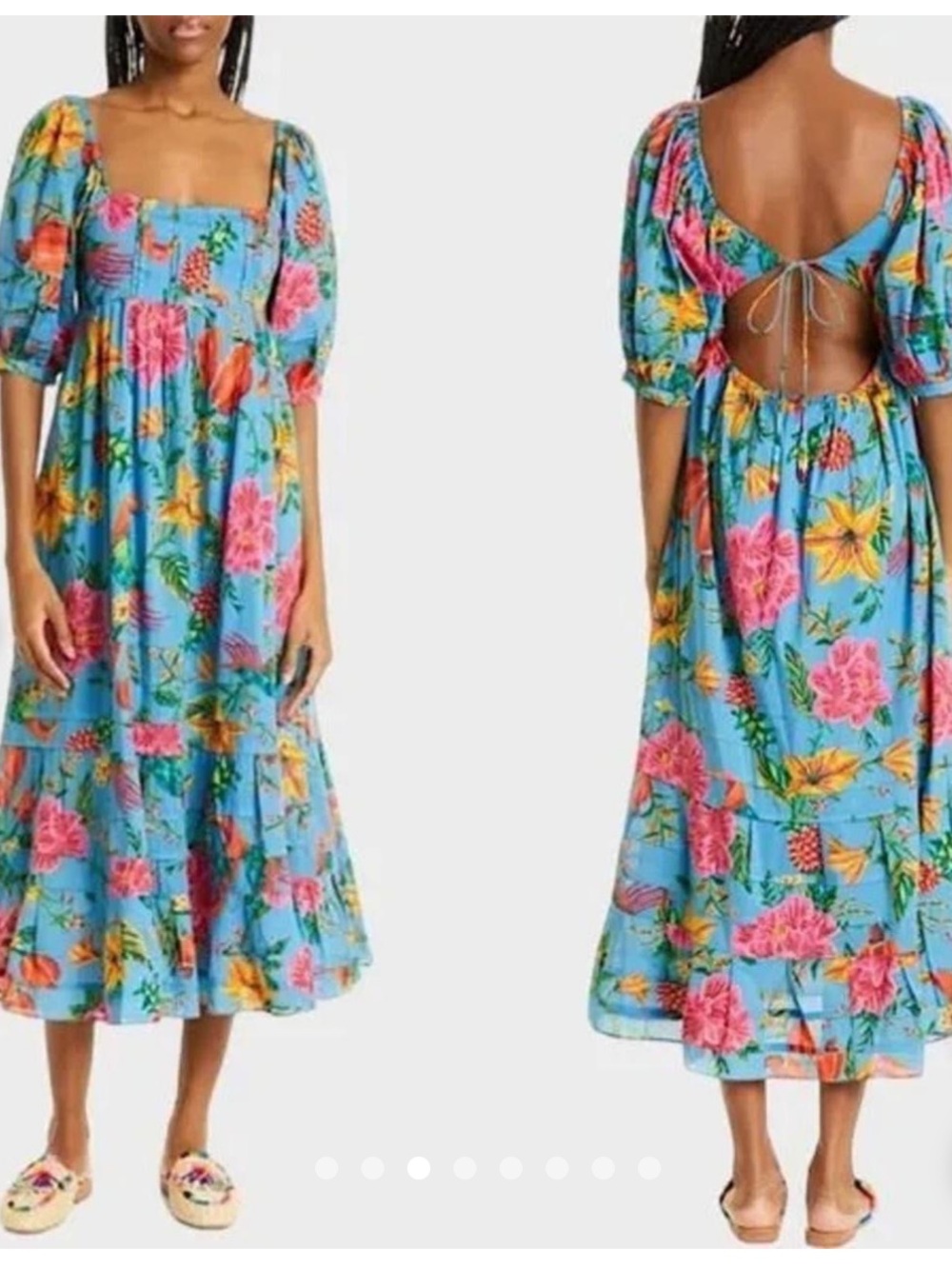 FARM Rio Turquoise Floral Maxi Dress with Pink & Yellow Blooms - Picture 1 of 8